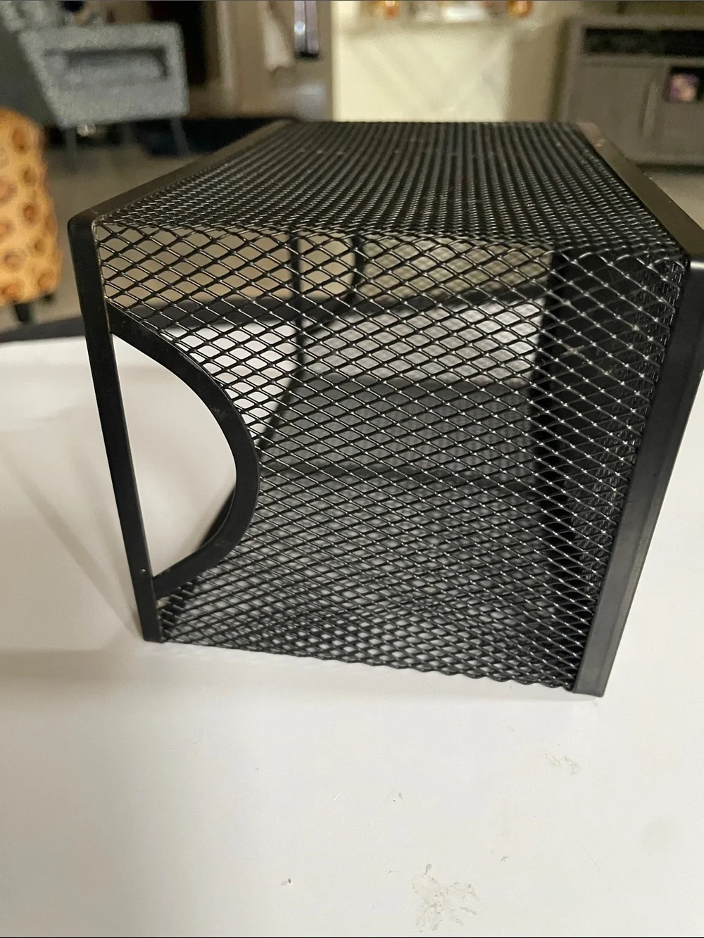 Small Black Metal Mesh Organizer/Storage Bin